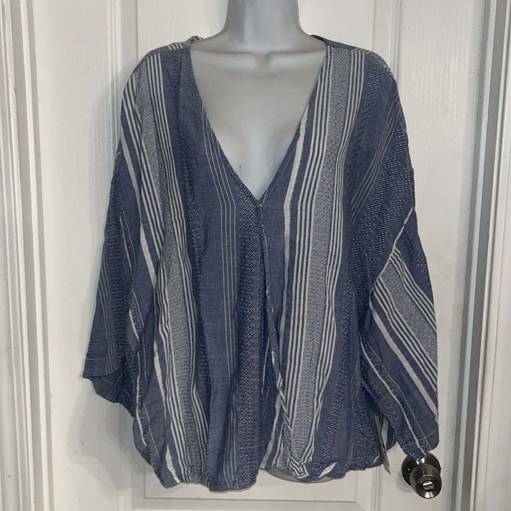 Dash Studio Blue Striped Women's Top